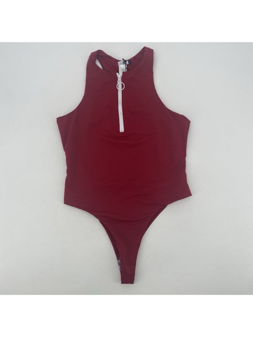 Malibu1028 Women's L Red Baywatch One Piece 90s Swimsuit Zipper Front NEW
